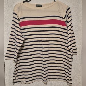 Striped Navy and Cream Women's Top